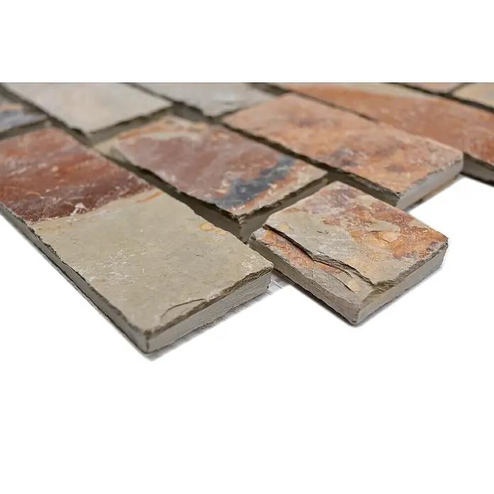 Mosaikfliese Brick Split Face - 30,5 x 30,5 cm, Mehrfarbig, Matt - Detailaufnahme