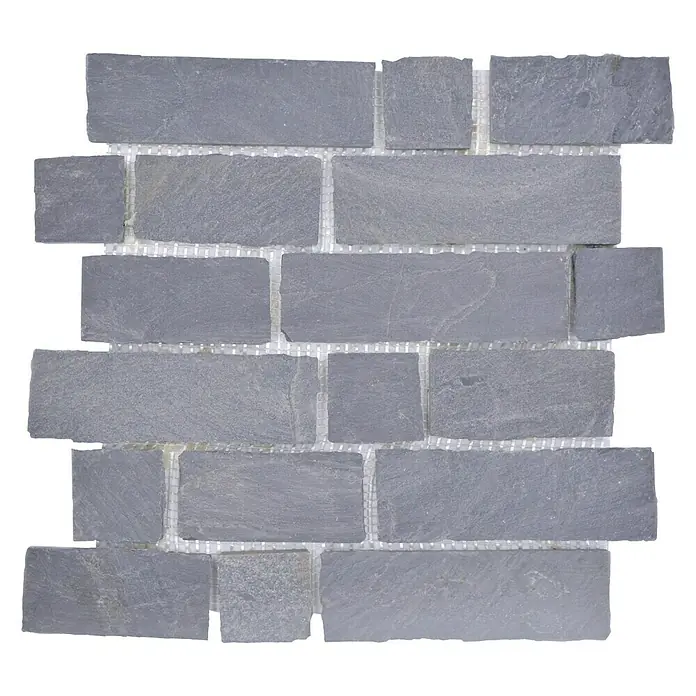 Mosaikfliese Brick Split Face - 30,5 x 30,5 cm, Schwarz, Matt - Draufsicht