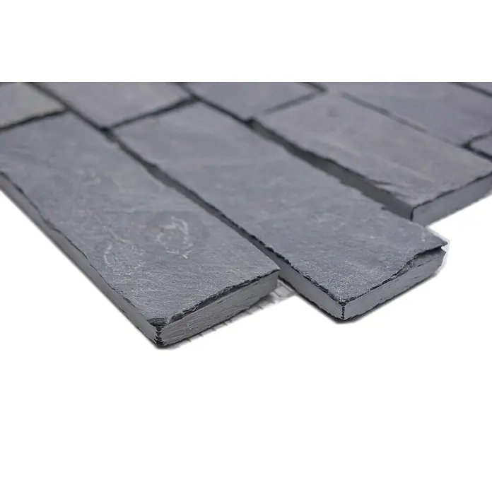 Mosaikfliese Brick Split Face - 30,5 x 30,5 cm, Schwarz, Matt - Detailaufnahme