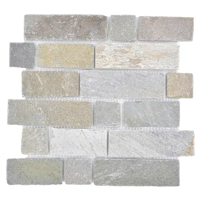 Mosaikfliese Brick Split Face - 30,5 x 30,5 cm, Beige, Matt - Draufsicht