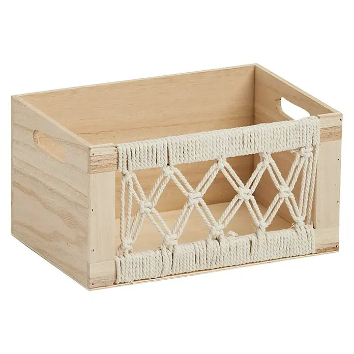 Zeller Present Aufbewahrungsbox Boho S - L x B x H: 300 x 200 x 160 mm, Holz, Natur - Diagonale Ansicht
