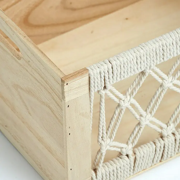 Zeller Present Aufbewahrungsbox Boho L - L x B x H: 350 x 250 x 180 mm, Holz, Natur - Detailaufnahme