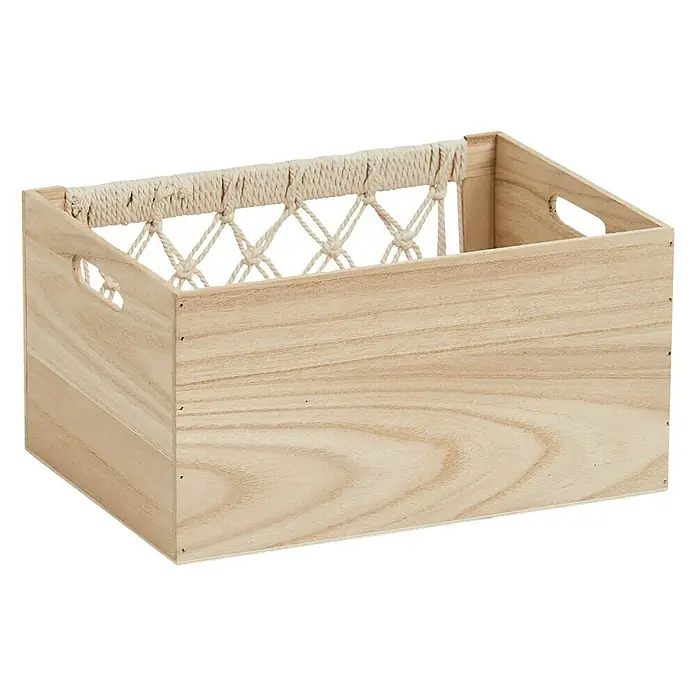 Zeller Present Aufbewahrungsbox Boho L - L x B x H: 350 x 250 x 180 mm, Holz, Natur - Diagonale Ansicht