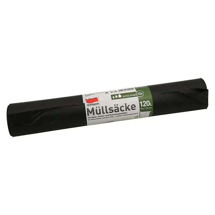 Müllbeutel - 120 l, Grau, 10 Stk. - Diagonale Ansicht