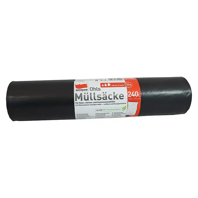 Müllbeutel - 240 l, Grau, 10 Stk. - Vorderansicht