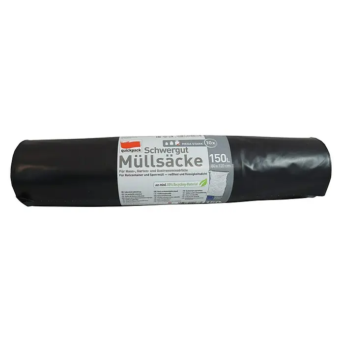 Quickpack Müllbeutel - 150 l, 10 Stk., Grau - Vorderansicht