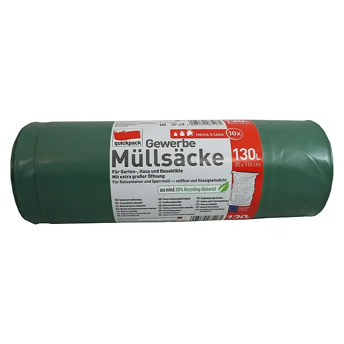 Quickpack Müllbeutel Gartenmüllsack - 130 l, 10 Stk. - Vorderansicht