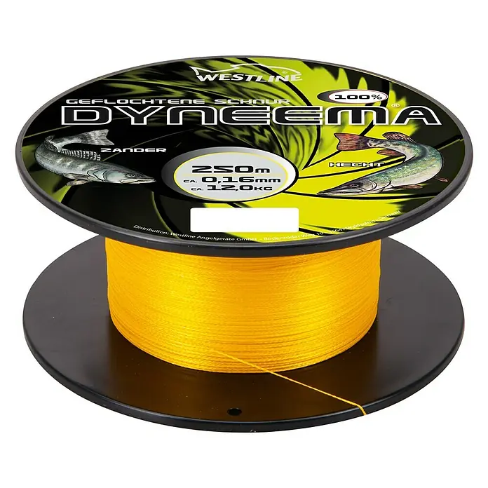 Westline Visdraad Dyneema - Ø x l: 0,16 mm x 250 m, Geel, Draagvermogen: 12 kg - Top-down weergave