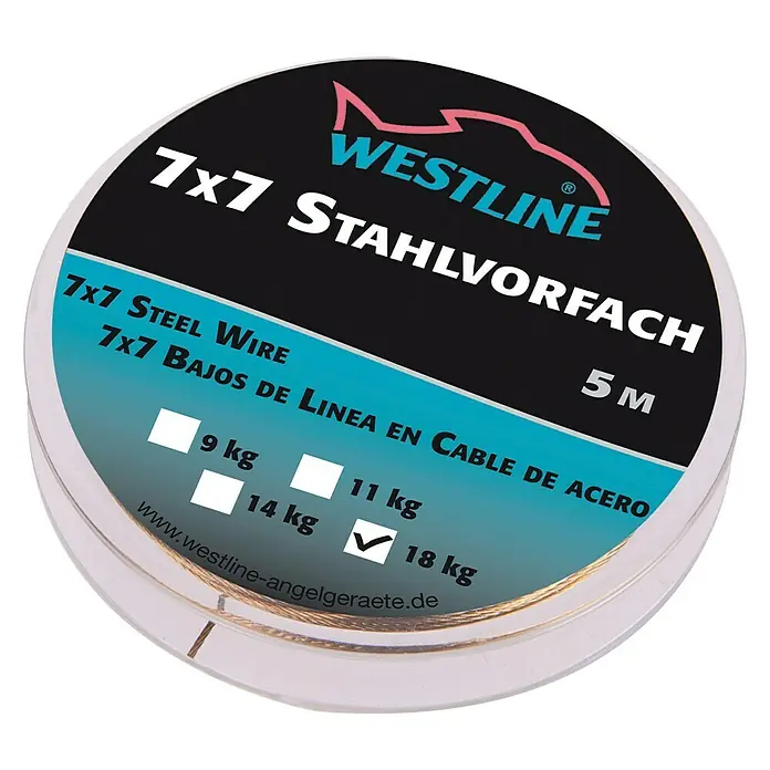 Westline Stahlvorfach 7x7 - Länge: 5 m, Tragkraft: 11 kg - Diagonale Ansicht