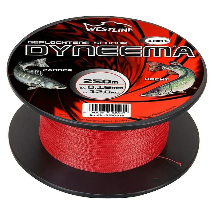 Westline Visdraad - Ø x l: 0,16 mm x 250 m, Rood, Draagvermogen: 12 kg - Top-down weergave