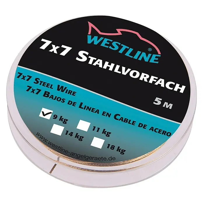 Westline Stahlvorfach 7 x 7 - Länge: 5 m, Tragkraft: 9 kg - Diagonale Ansicht