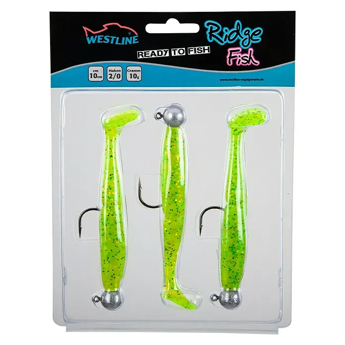 Westline Gummifisch-Set Ridge Fish - Grün, 60 g, Länge: 10 cm, 3 Stk. - Ansicht von oben