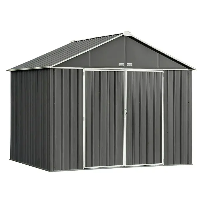 Spacemaker Gerätehaus Ezee 10x8 - 299 cm, 149 cm, Stahl, Grau, Creme - Diagonale Ansicht