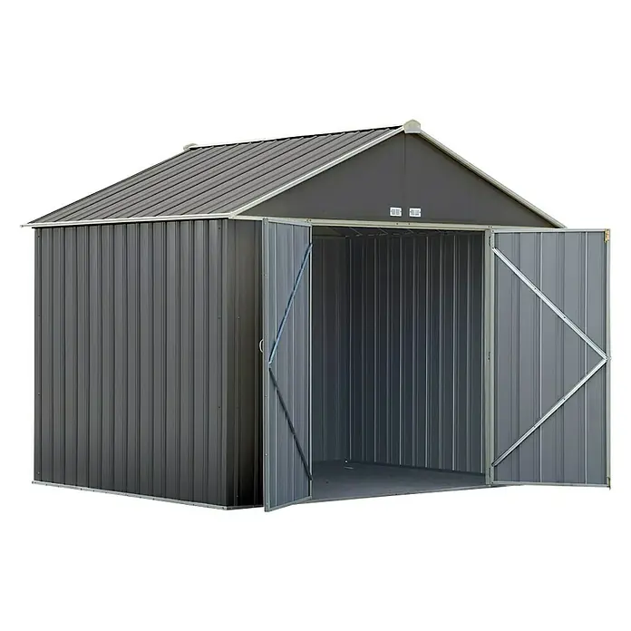 Spacemaker Gerätehaus Ezee 10x8 - 299 cm, 149 cm, Stahl, Grau, Creme - Diagonale Ansicht