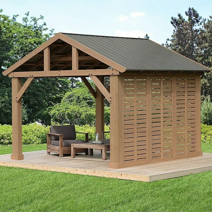 Westmann Pavillon-Seitenwand - Passend für: Westmann Pavillon Yukon 14 x 12, Holz - Stimmungsaufnahme