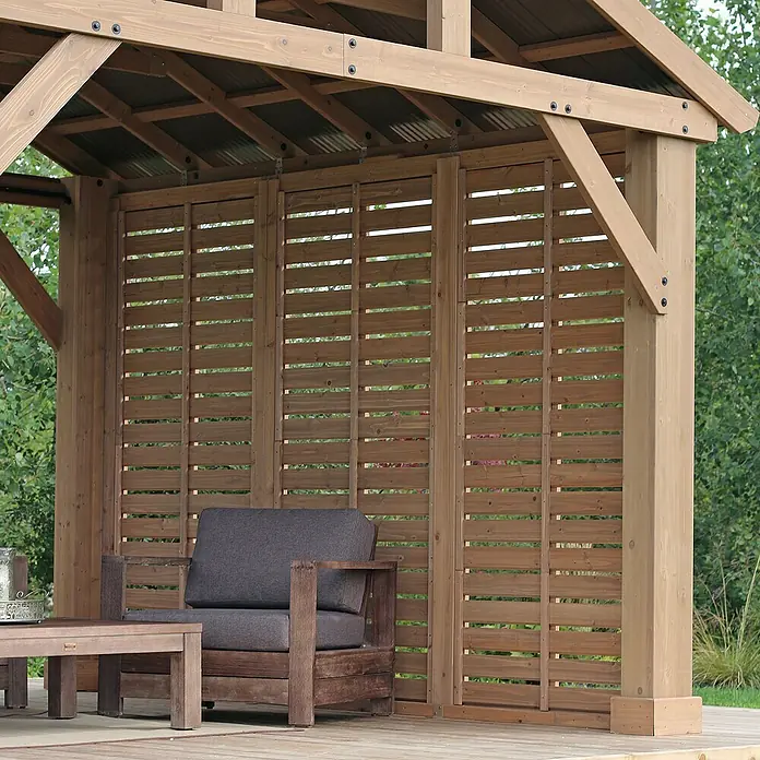 Westmann Pavillon-Seitenwand - Passend für: Westmann Pavillon Yukon 14 x 12, Holz - Detailaufnahme