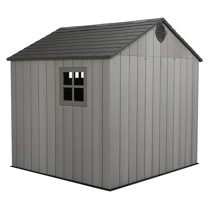 Lifetime Gerätehaus Mars - 242 cm, 227 cm, Stahl, Dunkelgrau - Diagonale Ansicht