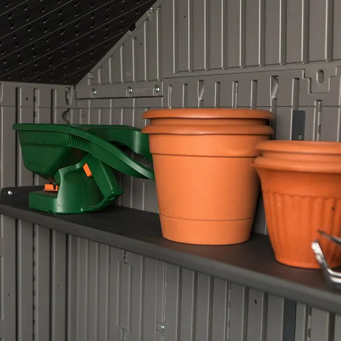 Lifetime Gerätehaus Mars - 242 cm, 227 cm, Stahl, Dunkelgrau - Detailaufnahme