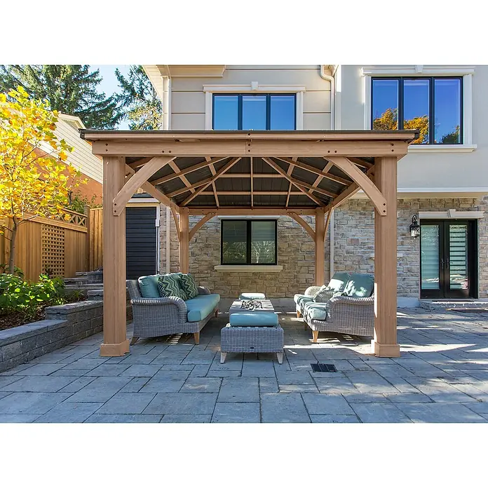 Westmann Pavillon Devon 12 x 12 - L x B x H: 366 x 366 x 320 cm, Natur, Holz - Stimmungsaufnahme