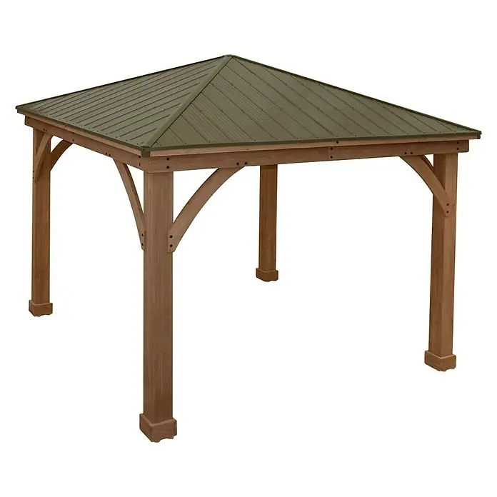 Westmann Pavillon Devon 12 x 12 - L x B x H: 366 x 366 x 320 cm, Natur, Holz - Diagonale Ansicht