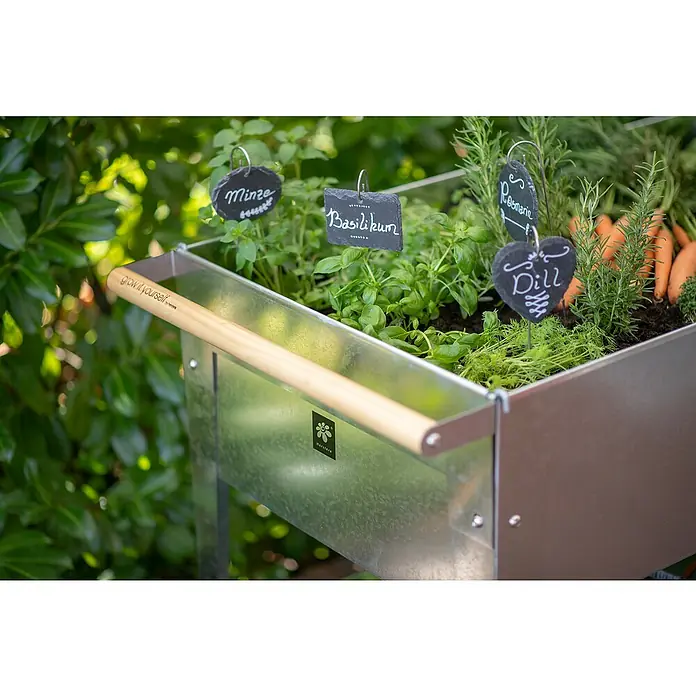 Herstera_Garden Kräuterhochbeet Swivel - L x B x H: 120 x 60 x 84 cm, Silber - Detailaufnahme