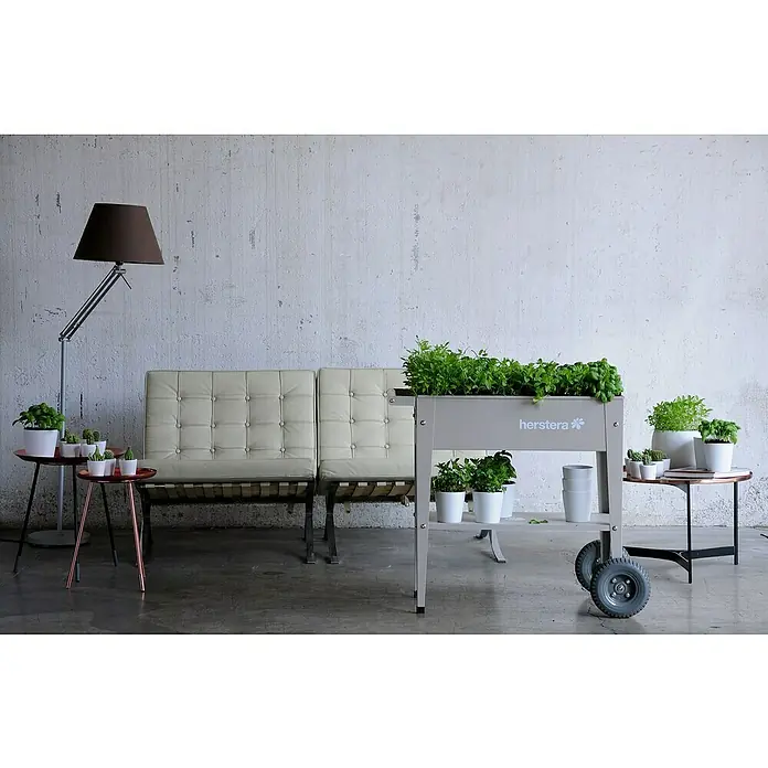 Herstera_Garden Kräuterhochbeet Liso - Taupe, 85 x 50 x 80 cm, Stahl - Stimmungsaufnahme
