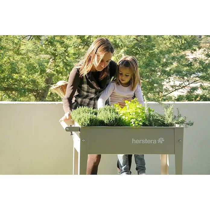 Herstera_Garden Kräuterhochbeet Liso - Taupe, 85 x 50 x 80 cm, Stahl - Anwendungsbeispiel