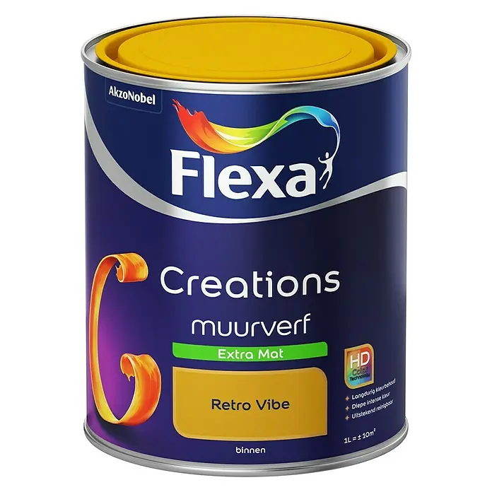 Flexa Creations Muurverf Extra Mat Retro Vibe - Retro Vibe, 1 l, Mat - Vooraanzicht
