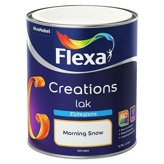 Flexa Creations Witte lak Zijdeglans Morning Snow - Sneeuwwit, 750 ml, Zijdeglans - Vooraanzicht