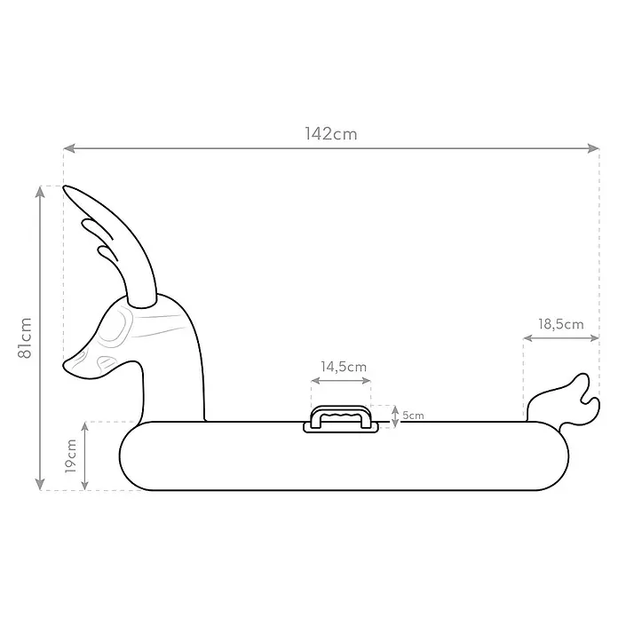 Alpine Blast Kunststoffschlitten Rentier - 140 x 104 cm, Braun - Skizze