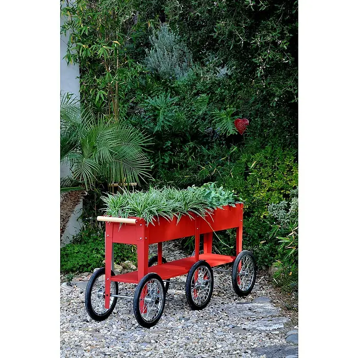Herstera_Garden Kräuterhochbeet Wheels - L x B x H: 186 x 50 x 80 cm, Rot - Stimmungsaufnahme
