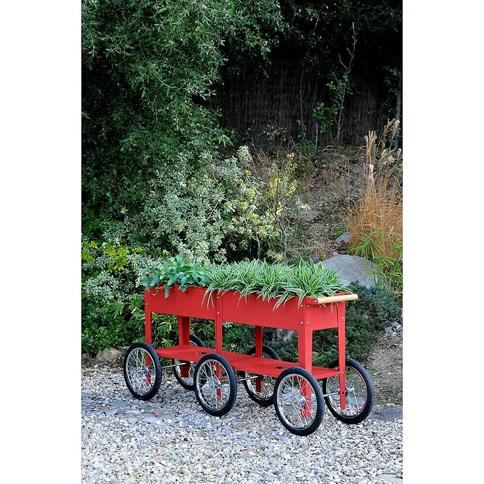 Herstera_Garden Kräuterhochbeet Wheels - L x B x H: 186 x 50 x 80 cm, Rot - Stimmungsaufnahme