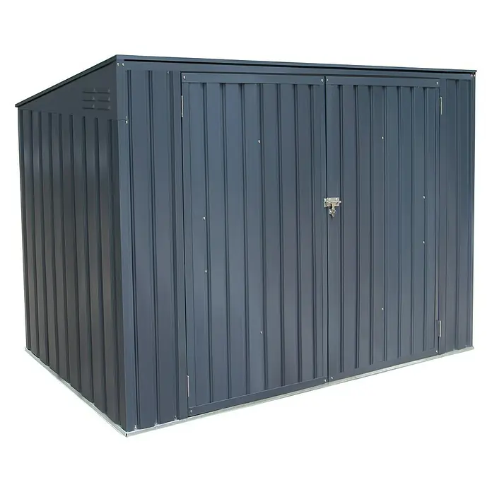 Mülltonnenbox - 100 x 235 x 131 cm, Wandstärke: 0,3 mm, Anthrazit - Diagonale Ansicht