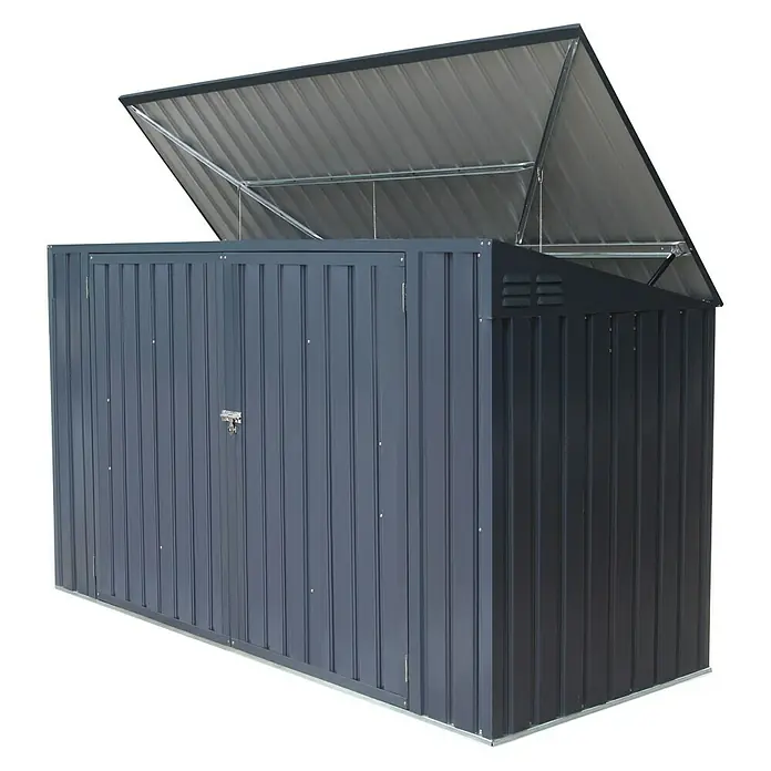 Mülltonnenbox - 100 x 235 x 131 cm, Wandstärke: 0,3 mm, Anthrazit - Diagonale Ansicht