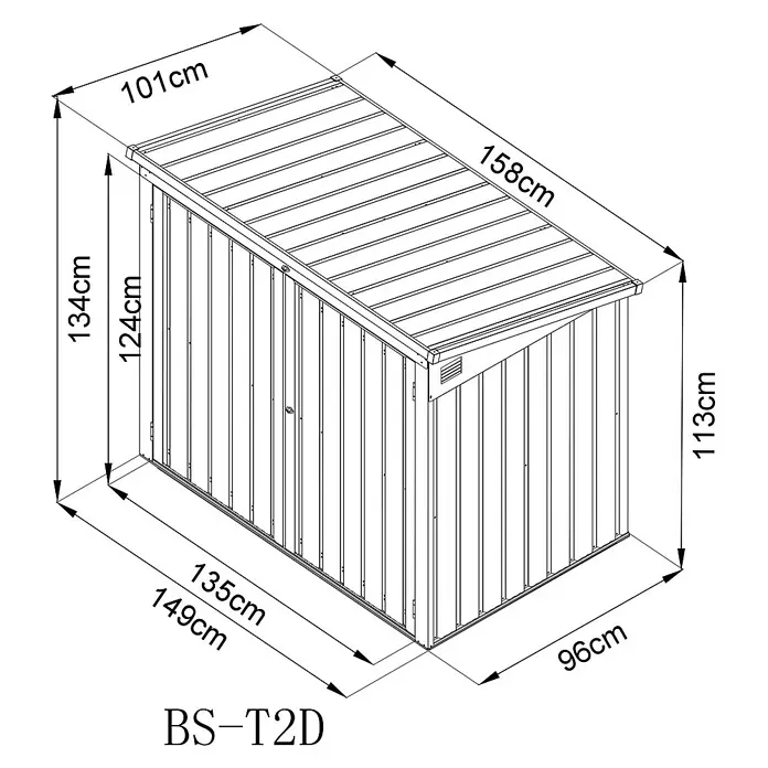 Mülltonnenbox - Geeignet für: 2 Mülltonnen, 101 x 158 x 134 cm - Skizze