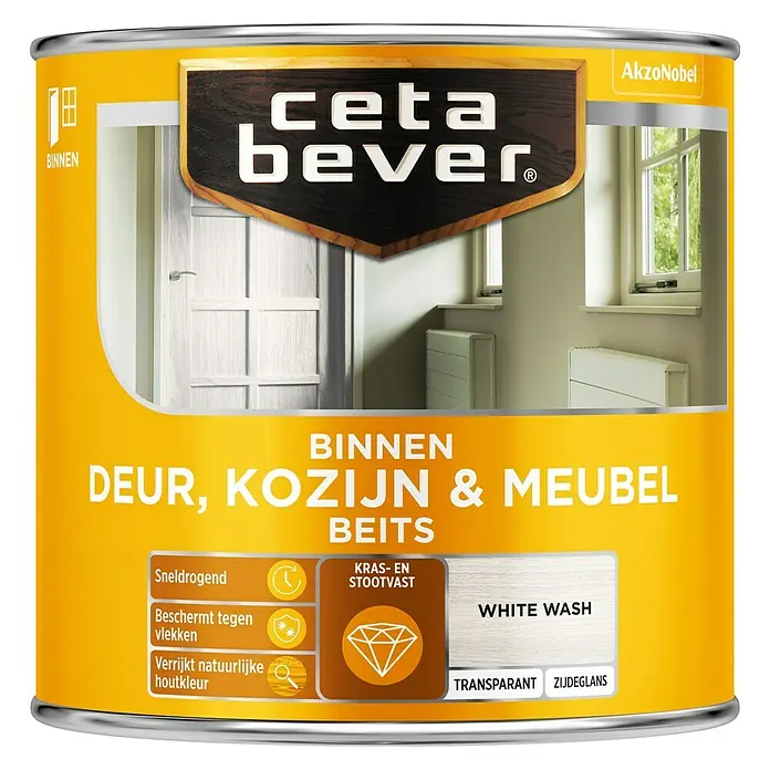 Cetabever Beits voor kozijnen en deuren Transparant AC 0591 White Wash - White Wash, 250 ml - Vooraanzicht