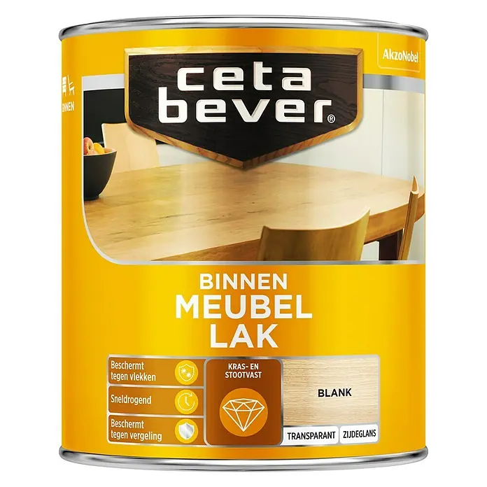 Cetabever Blanke meubellak Zijdeglans Blank - Transparant, 750 ml, Zijdeglans - Vooraanzicht