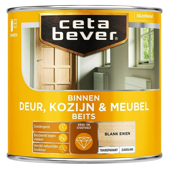 Cetabever Beits voor kozijnen en deuren Transparant AC 0104 Blank Eiken - Blank eiken, 250 ml - Vooraanzicht