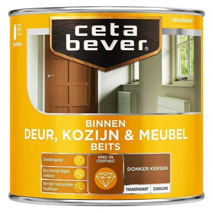 Cetabever Beits voor kozijnen en deuren Transparant AC 0135 Donker Kersen - Donker eiken, 250 ml - Vooraanzicht