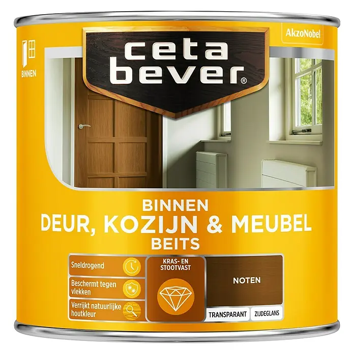 Cetabever Beits voor kozijnen en deuren Transparant AC 0110 Noten - Noten, 250 ml - Vooraanzicht