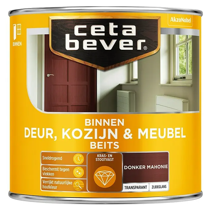 Cetabever Beits voor kozijnen en deuren Transparant AC 0147 Donker Mahonie - Donker mahonie, 250 ml - Vooraanzicht