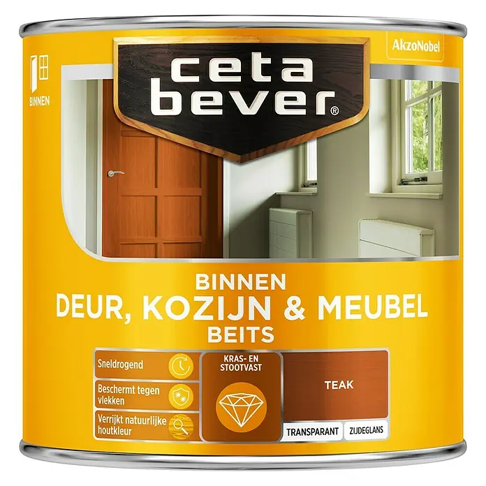 Cetabever Beits voor kozijnen en deuren Transparant AC 0185 Teak - Teak, 250 ml - Vooraanzicht