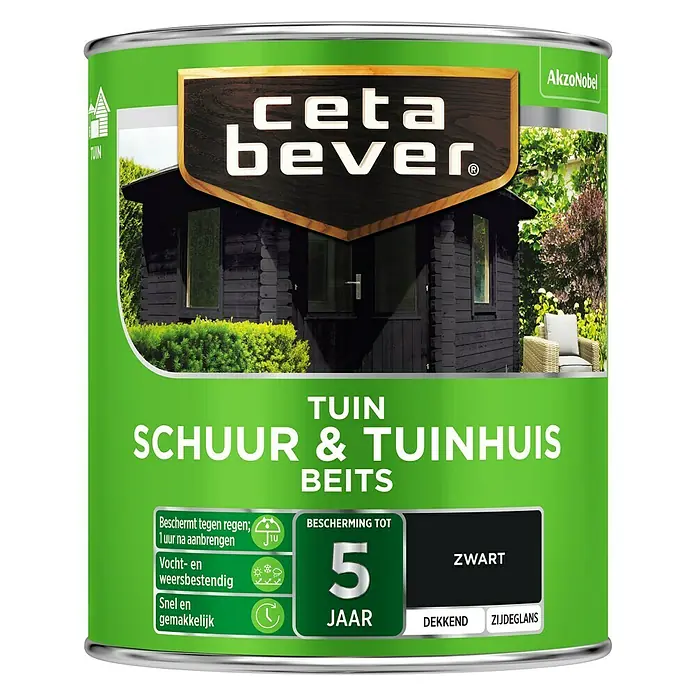 Cetabever Houtbeits Schuur & Tuinhuis Zwart - Zwart, 750 ml - Vooraanzicht