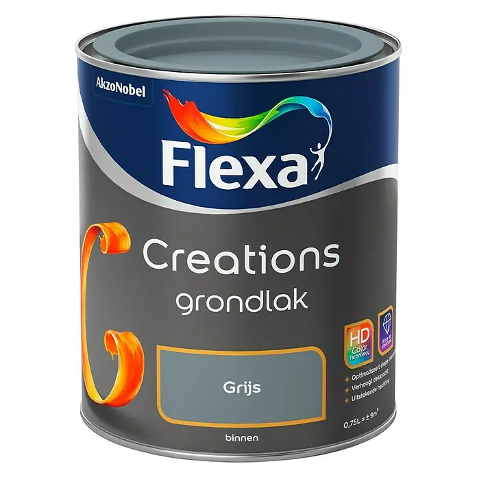 Flexa Creations Grondverf - Grijs, 750 ml - Vooraanzicht