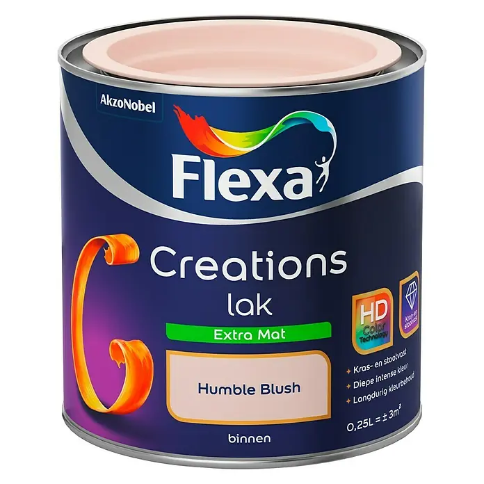 Flexa Creations Lak Extra Mat Humble Blush - Humble Blush, 250 ml, Mat - Vooraanzicht