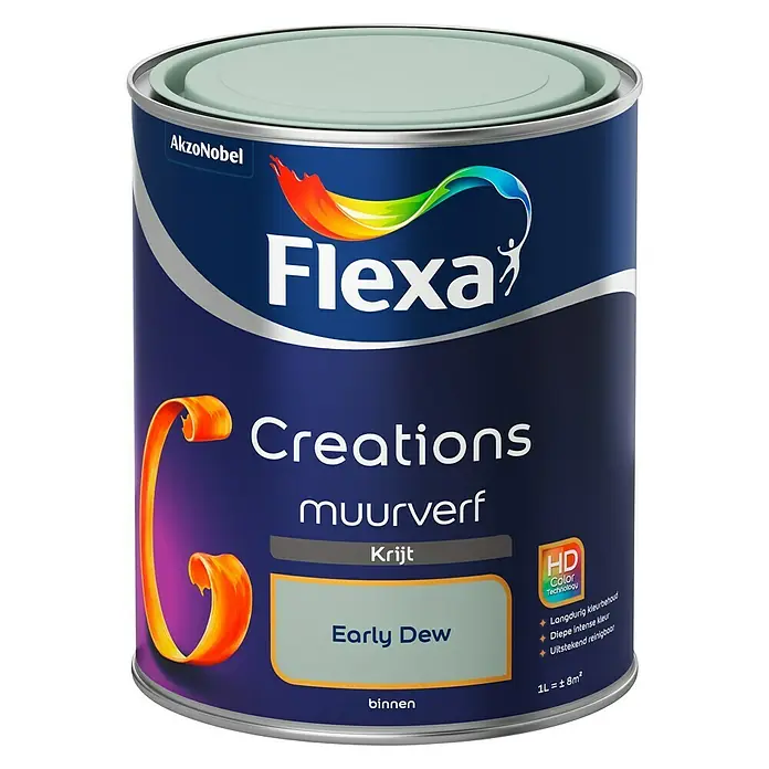 Flexa Creations Muurverf Krijt Early Dew - Early Dew, 1 l, Extra mat - Vooraanzicht
