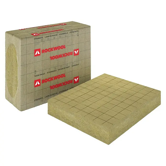 Rockwool Steenwol buitenmuur isolatieplaat - Recyclebaar, Euroklasse: A1, 100 x 80 x 7,5 cm - Diagonaal zicht