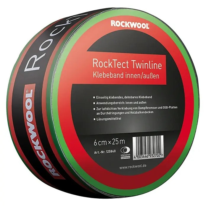 Rockwool Tape RockTect Twinline - l x b: 25 m x 60 mm - Diagonaal zicht