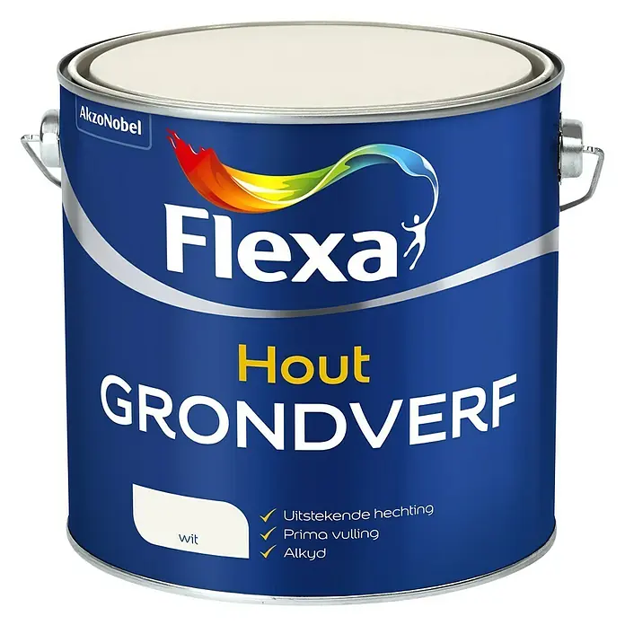 Flexa Grondverf voor hout - Wit, 2,5 l - Vooraanzicht
