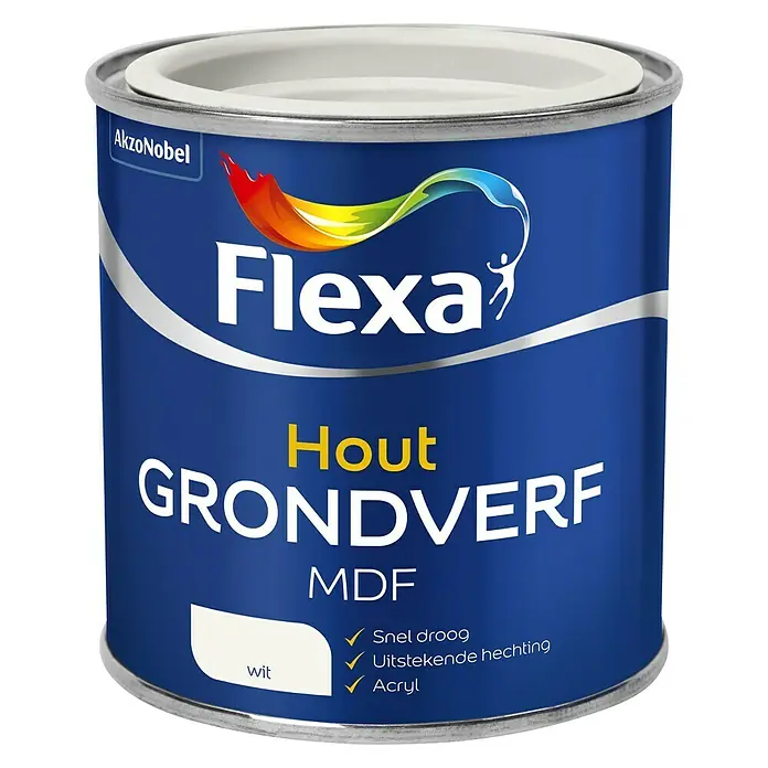 Flexa Grondverf MDF Wit - Wit, 250 ml - Vooraanzicht